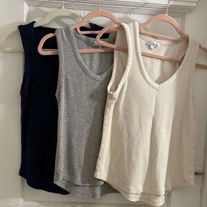 PJ Salvage Ribbed Tank Tops - Navy, Gray, Cream